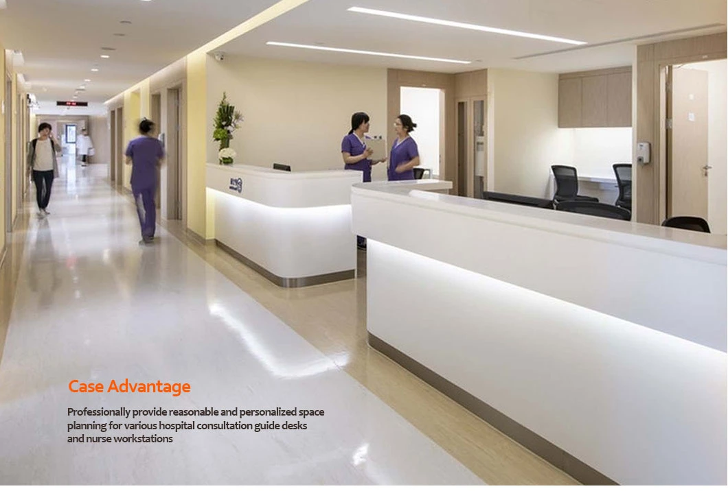 Solid Surface Resin Stone Luxury White Nurse Station Front Desk Counter Modern Design Beauty Salon Reception Desks