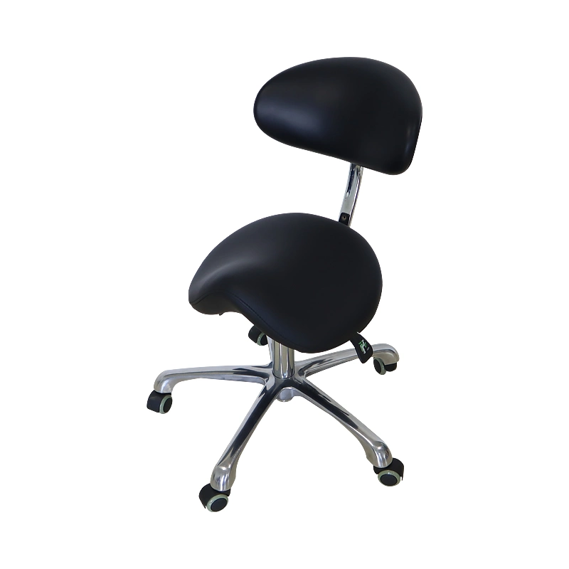 Aluminum Alloy Black Color Medical Electric Dentist Economic Chair Dental Saddle Seat Assistant Stool for Clinic with Backrest